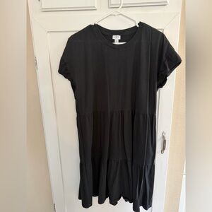 J. Crew Black Tiered Short-Sleeve Dress
